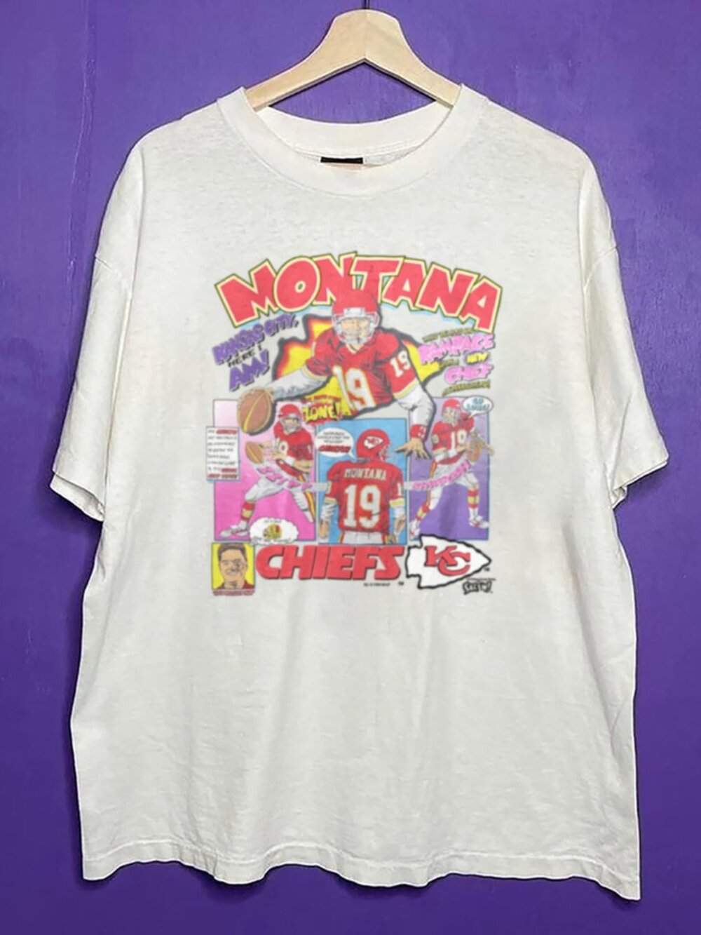 Vintage 1993 Joe Montana Kansas City Chiefs Football Shirt, Men Women Shirt Tee